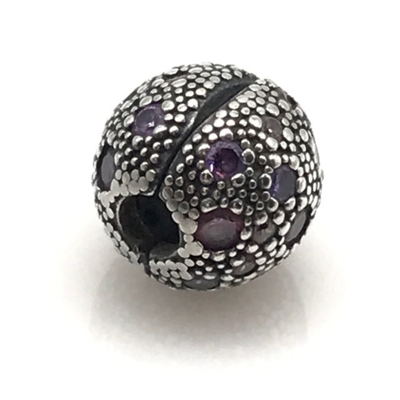 Pandora Pink Purple CZ Sparkly Cosmic Stars Rare Retired Clip Bead Charm - Picture 2 of 6